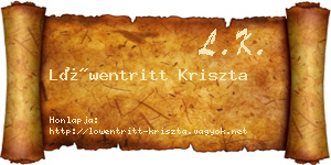 Löwentritt Kriszta névjegykártya